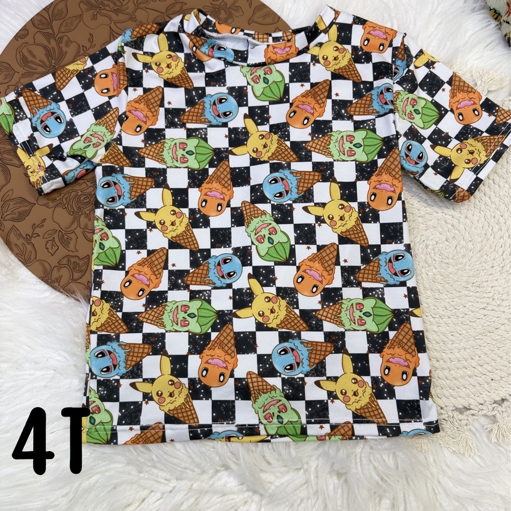 Kids' Ice Cream Character Graphic Tee - Yellow, Green, Blue - 4T